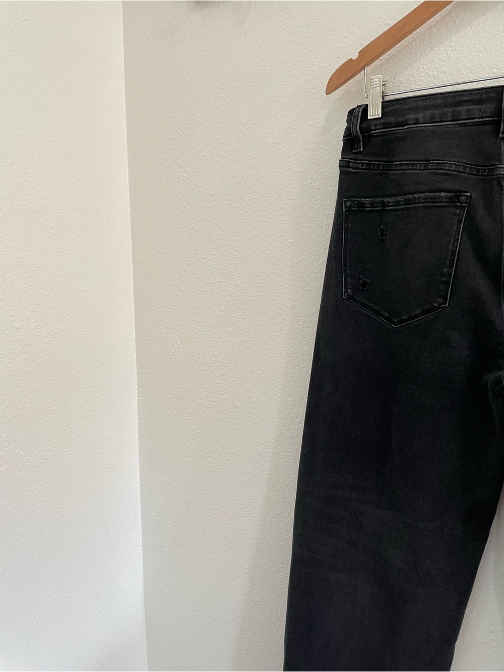 Vervet High Rise Distressed Barrel Jeans Boho Western Wide Leg Black Stretch - Picture 6 of 7